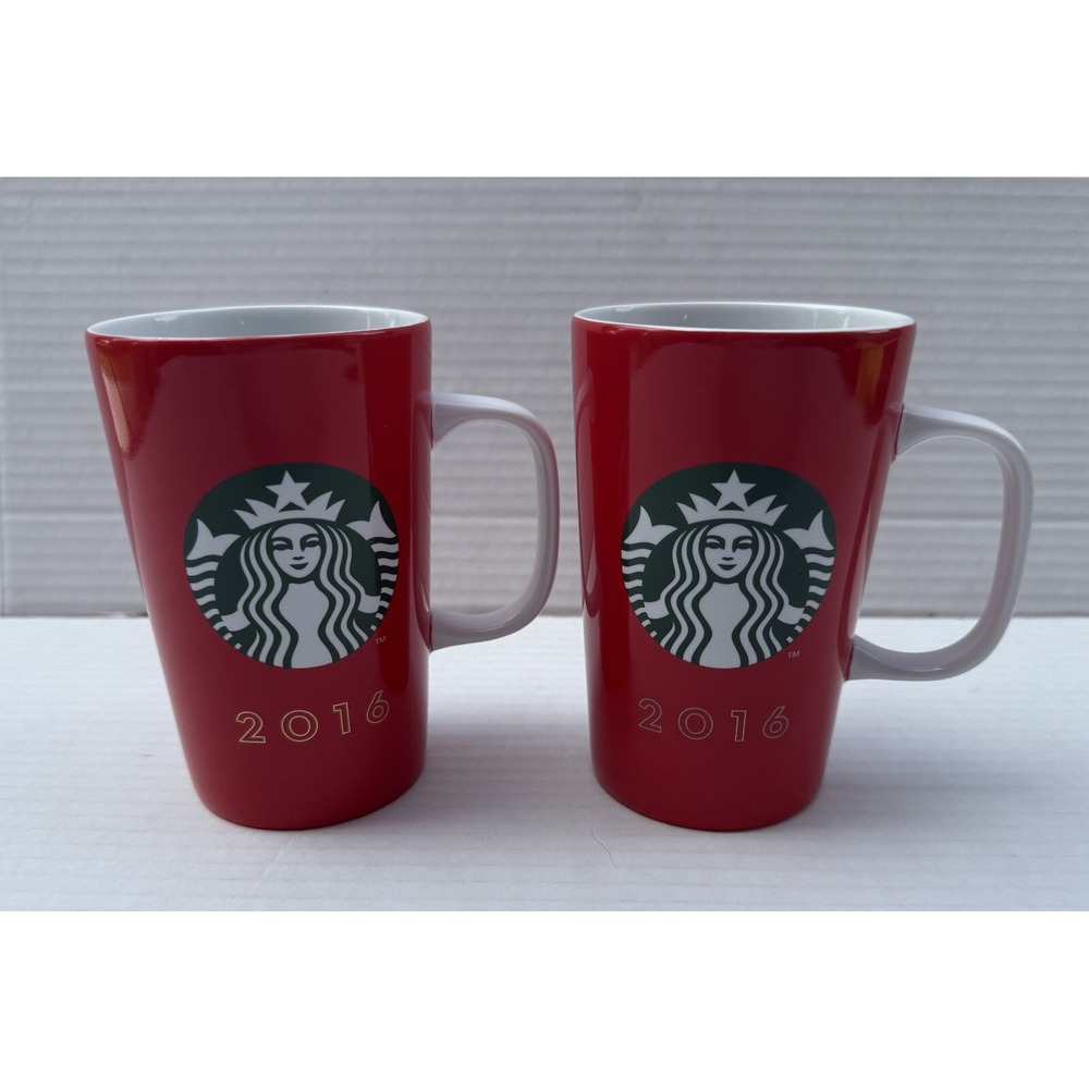 STARBUCKS COFFEE - 2016 - 12 oz Ceramic Mug Cup - Lot of‎ 2